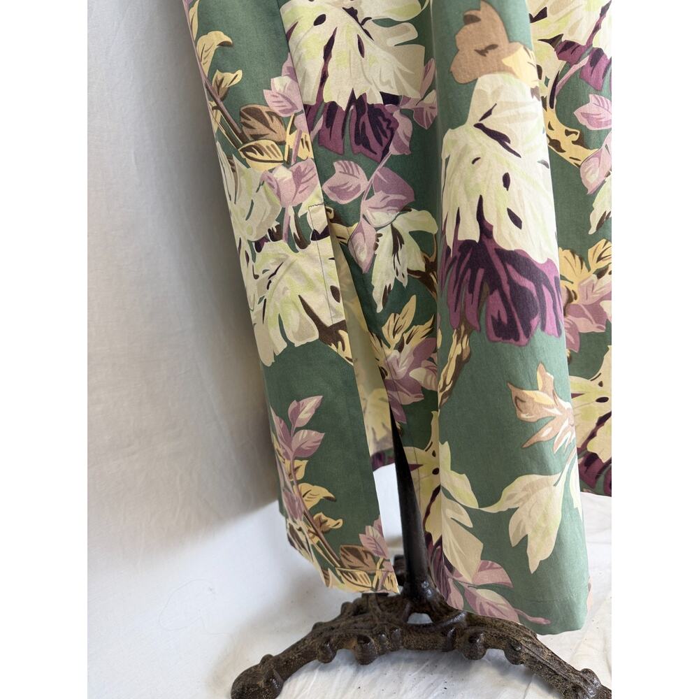 Vintage Y2K NEXX Green Floral Silk Sleeveless Sheath Maxi Dress XL #5-0188 - Picture 7 of 9